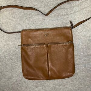 Brown Leather Crossbody Bag by Paul Costelloe